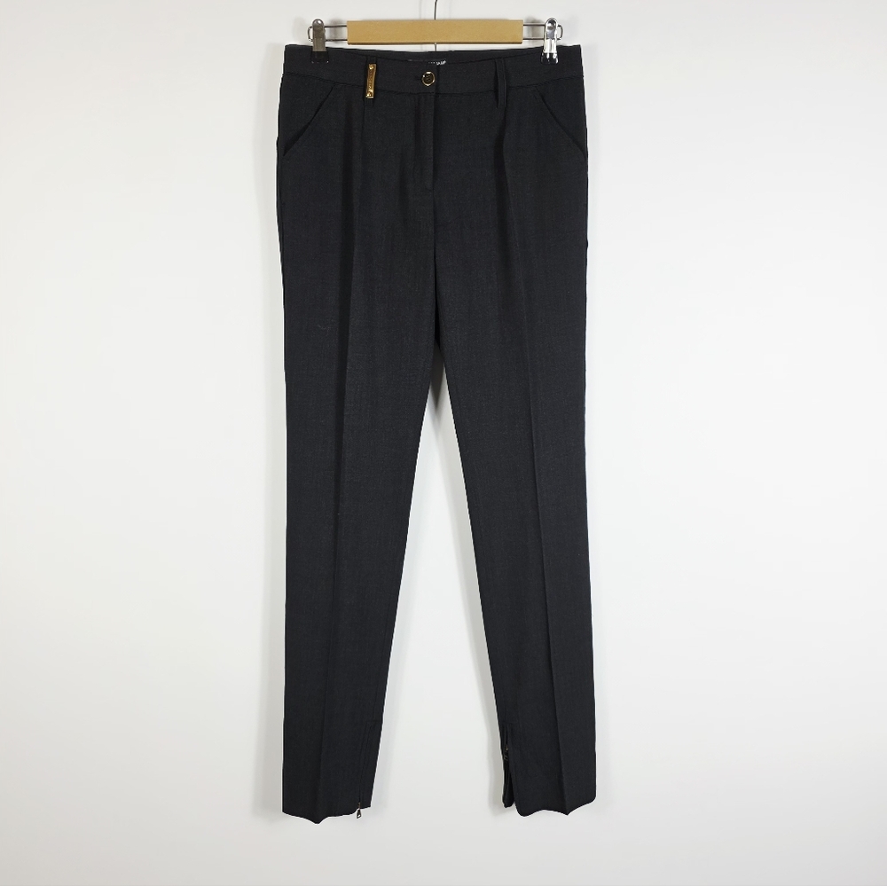 Dolce & Gabbana Virgin Wool Dark Grey Career Wear Dress Pants Women's Size 42